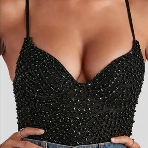 Windsor Black Beaded Bodysuit